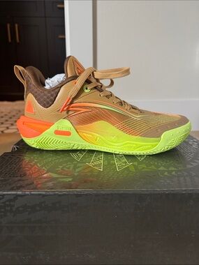 ANTA KAI 1 Irving Edition Sneaker in Brown and Neon Green